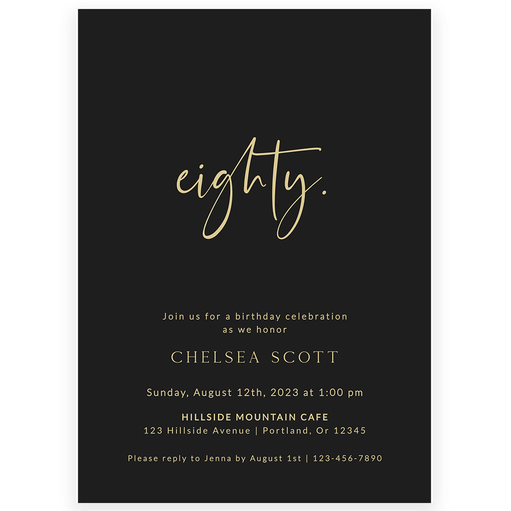 80th Birthday Party Invitation, image size:1024x1024