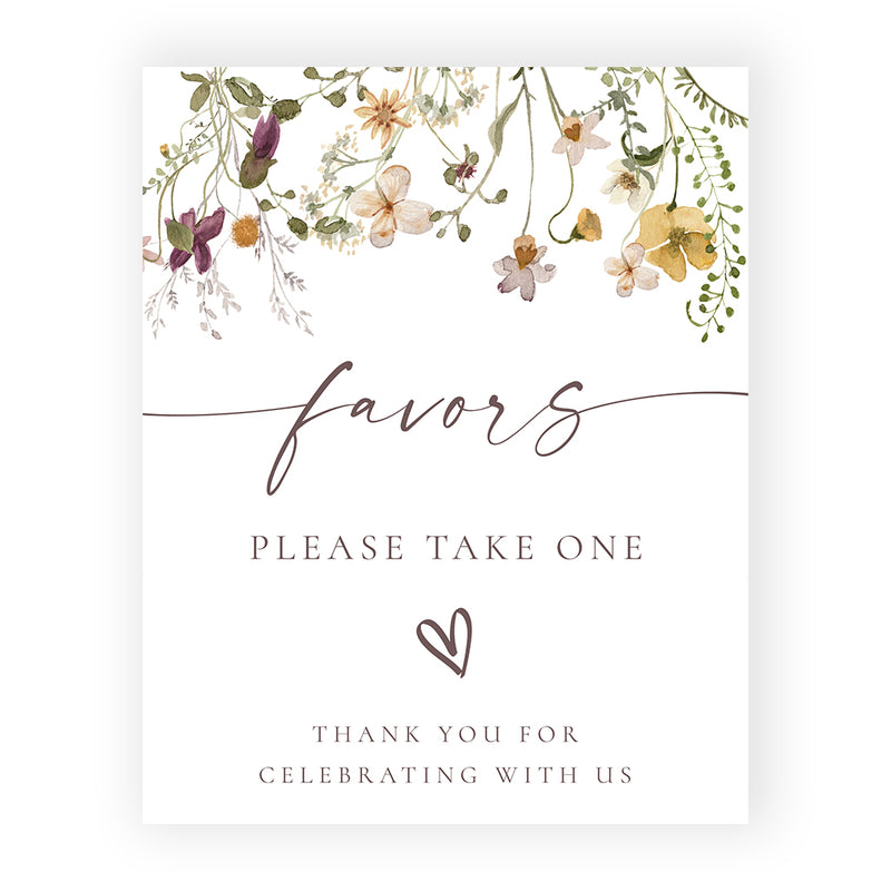 Wildflower Party Favor Table Sign Template - Customizable Event Decor | www.foreveryourprints.com