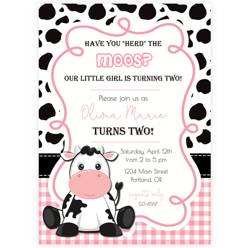 Cow Birthday Party Invitation | www.foreveryourprints.com