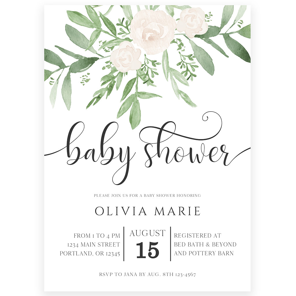 Greenery Baby Shower Invitation | www.foreveryourprints.com