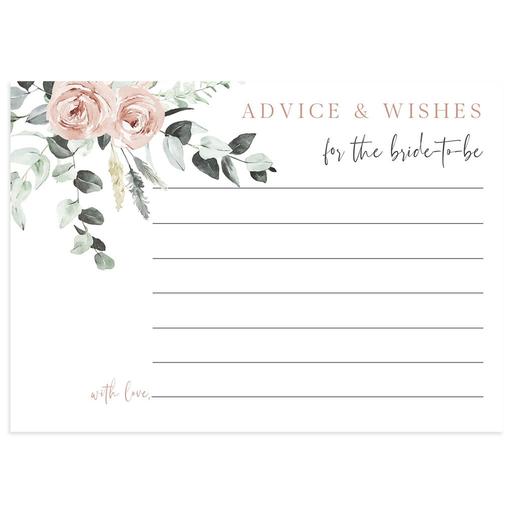 Blush Florals Advice for the Bride Card | www.foreveryourprints.com