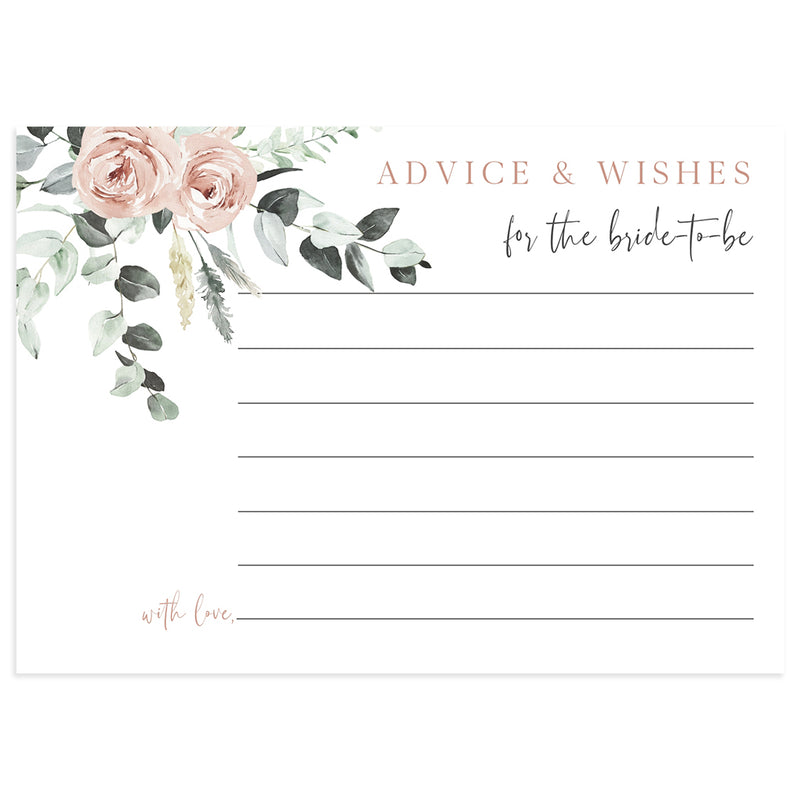 Blush Florals Advice for the Bride Card | www.foreveryourprints.com