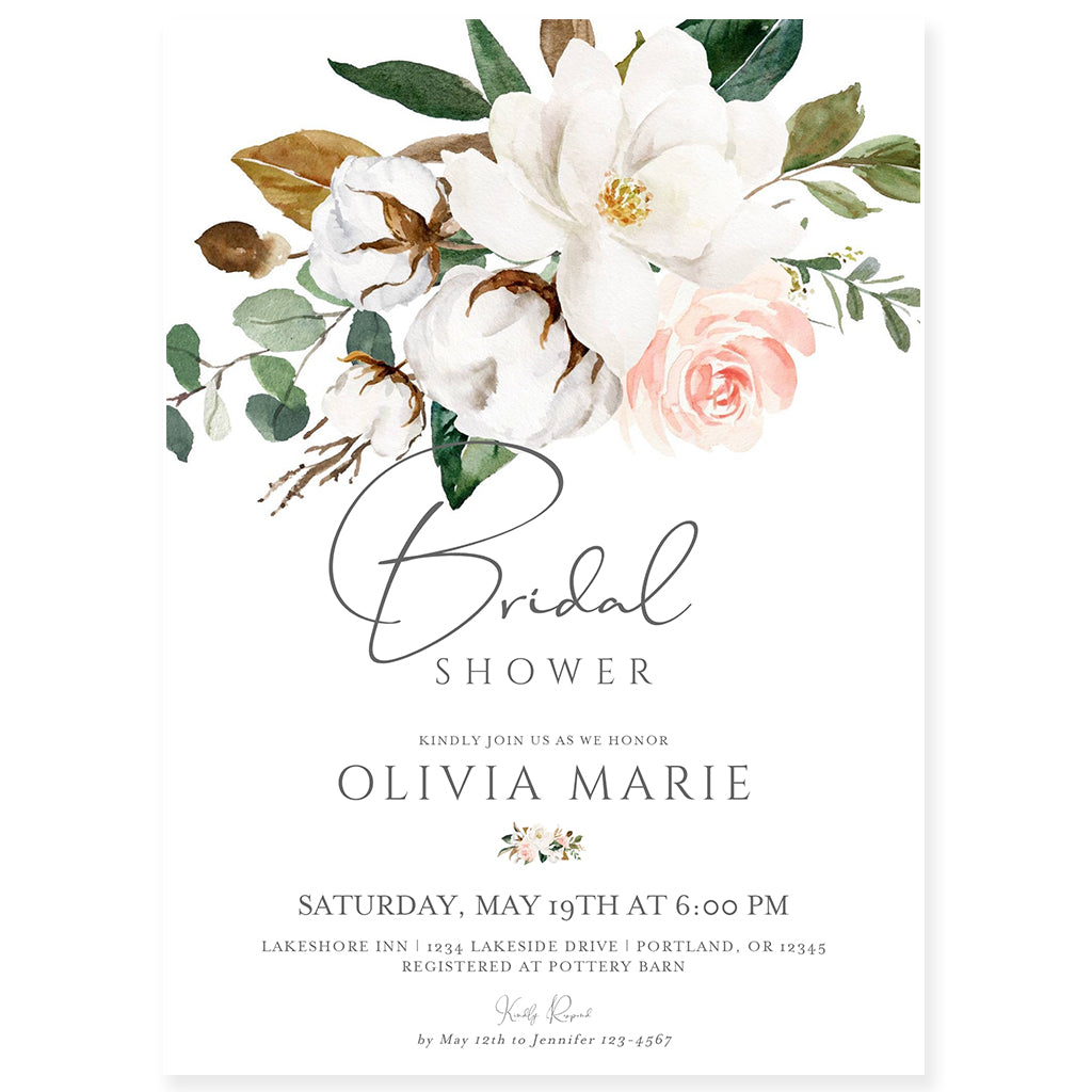 Magnolia Bridal Shower Invitation | www.foreveryourprints.com