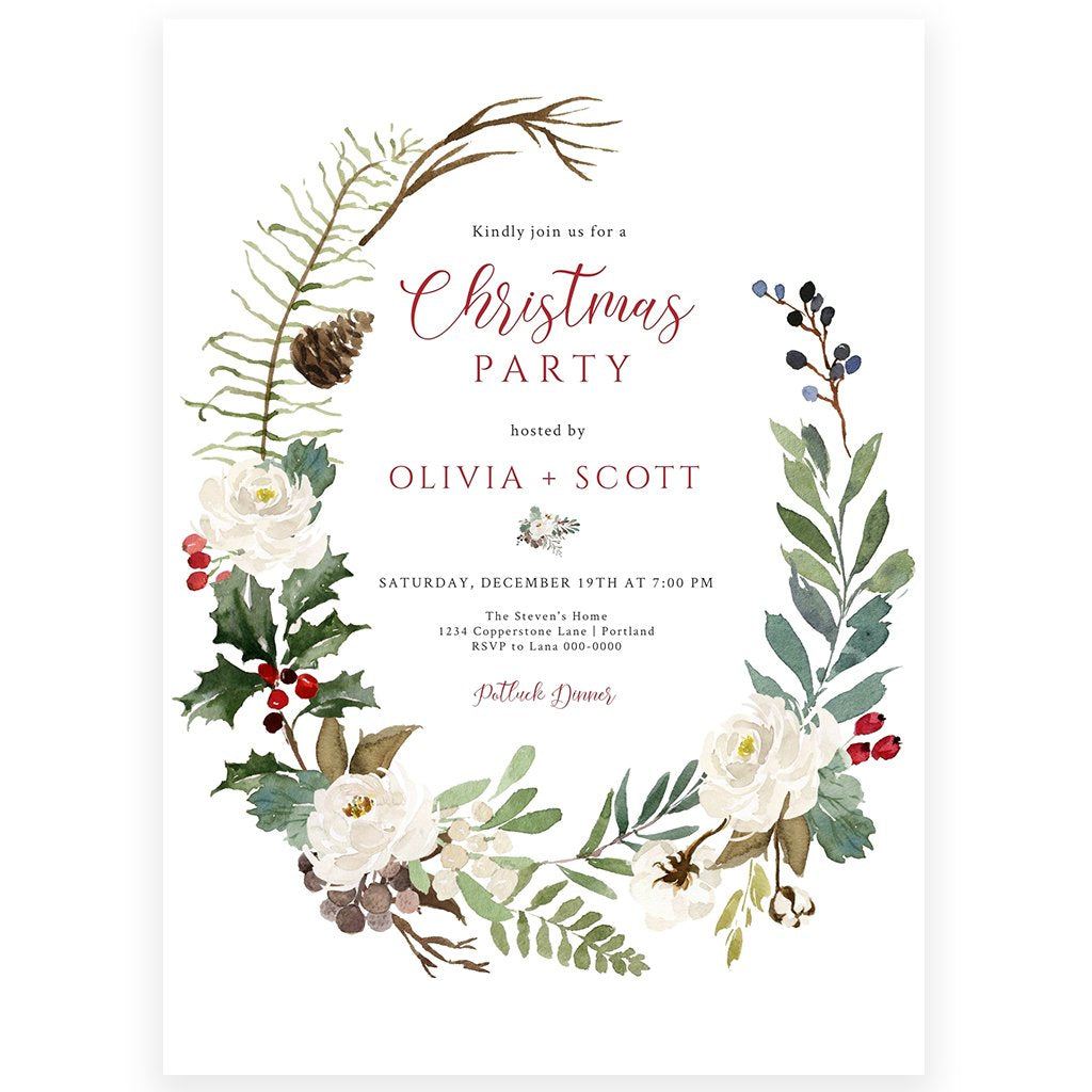 Rustic Christmas Party Invitation | www.foreveryourprints.com