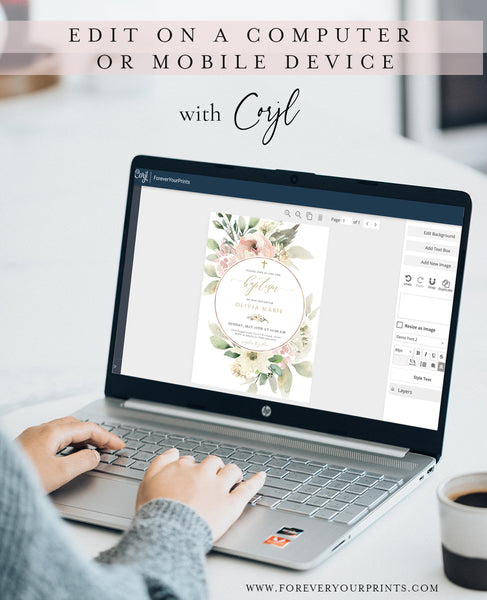 Floral Boho Baptism Invitation | Forever Your Prints