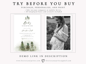 Rustic Evergreen Baby Shower Invitation | www.foreveryourprints.com