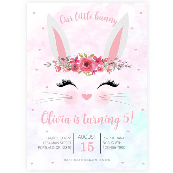 Bunny First Birthday Invitation | Forever Your Prints bunny-first-birthday-invitation-forever-your-prints