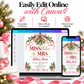 Christmas bridal shower invitation with pink satin bows, mistletoe, evergreen branches, gold bells and MISStletoe to Mrs lettering