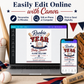 Rookie baseball baby shower invitation with crossed baseball bats, baseball, varsity lettering, navy ribbon banner, red and blue stars, and classic sports shower details