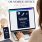 Rocket ship birthday party invitation with a rocket, moon, and planet on a navy and gold space background
