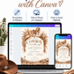 Cowboy baby shower invitation with a saddled horse, cowboy hat, lasso, dried florals, and rustic ranch scene in brown and cream for a western baby boy shower