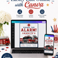 Sound the Alarm firetruck birthday invitation featuring a realistic red ladder fire engine with bold red, white and navy details.
