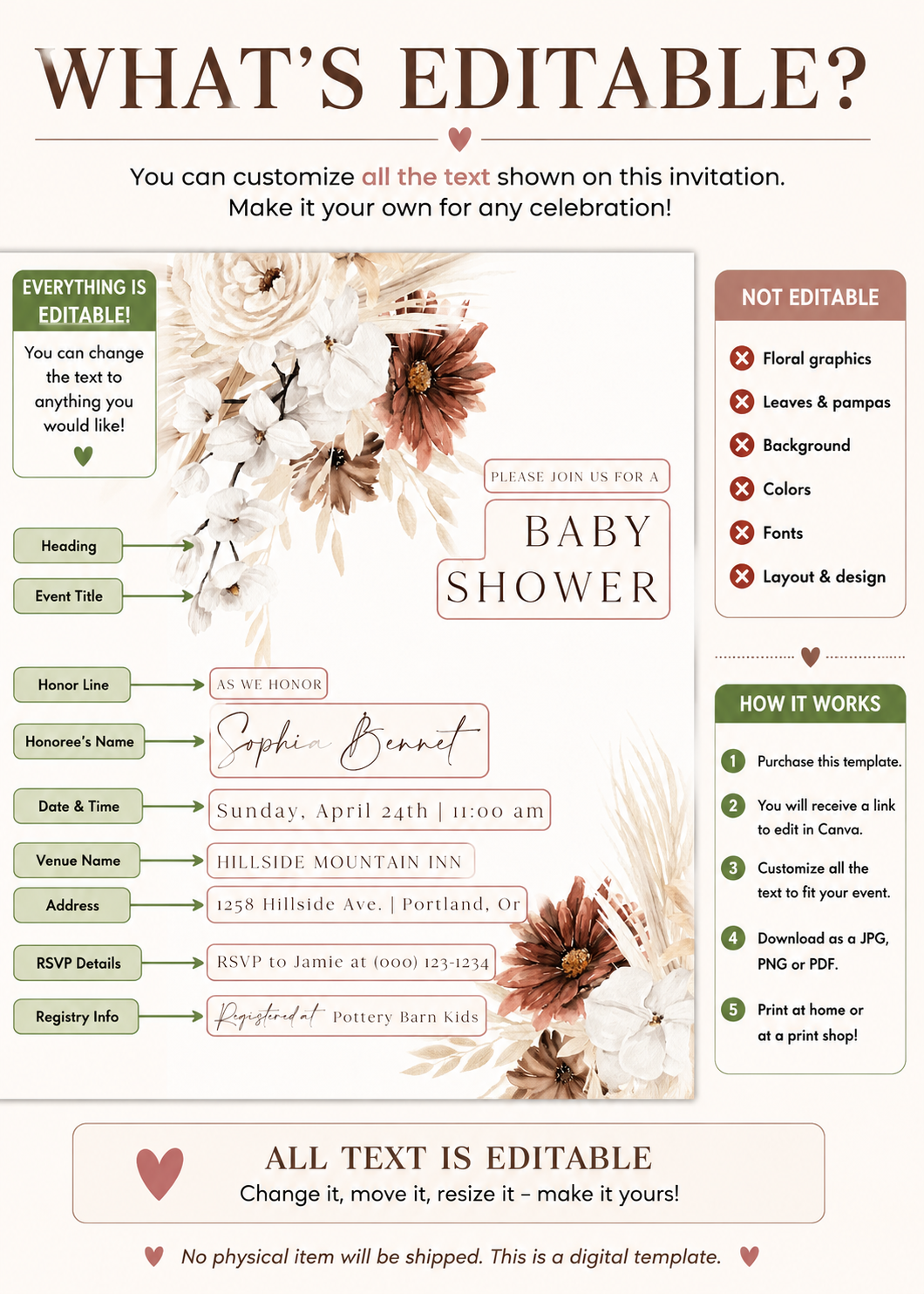 Boho Baby Shower Invitation