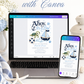 Editable ahoy it's a boy baby shower invitation Canva template with navy and sky blue nautical theme, sea turtle, sailboat, anchor, and ocean waves on a white background