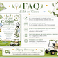 Editable golf baby shower invitation Canva template with illustrated smiling golf ball, golf bag, saddle shoes, golf cart, gingham cap, and fairway scene in forest green and white