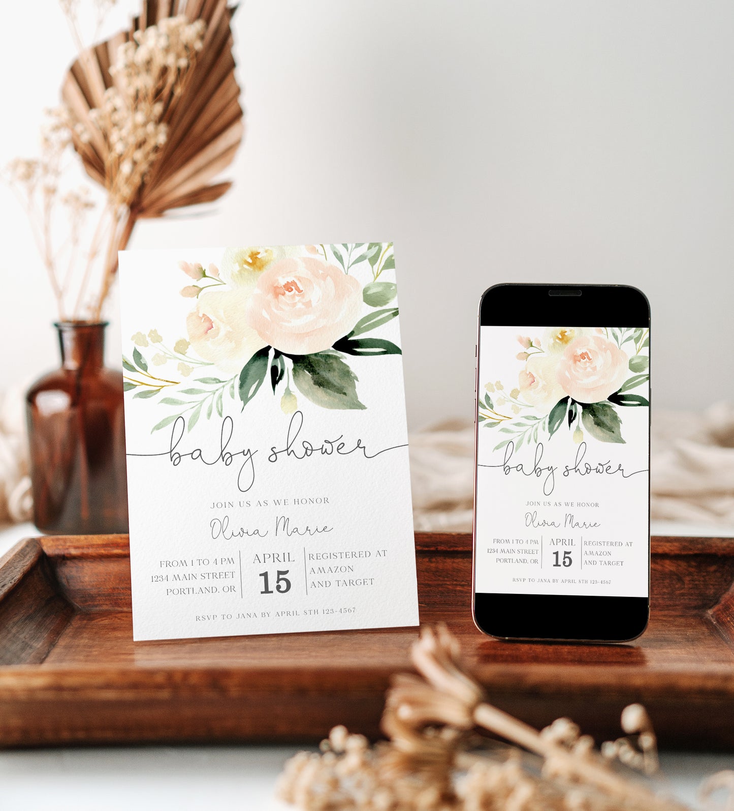 Floral Baby Shower Invitation | www.foreveryourprints.com