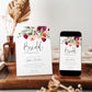 Fall floral bridal shower invitation with watercolor flowers and elegant script text | www.foreveryourprints.com