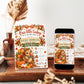 Fall baby shower invitation with Our Little Turkey Is on the Way wording, a cute turkey, pumpkins, orange gingham bow, and autumn leaves