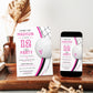 Volleyball girl birthday invitation with a volleyball and net in bold pink, black, and white