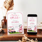 Editable pink golf baby shower invitation Canva template with pink golf cart, hot pink golf bag with bow, crossed clubs, corner pennants, and bold pink typography on a white background