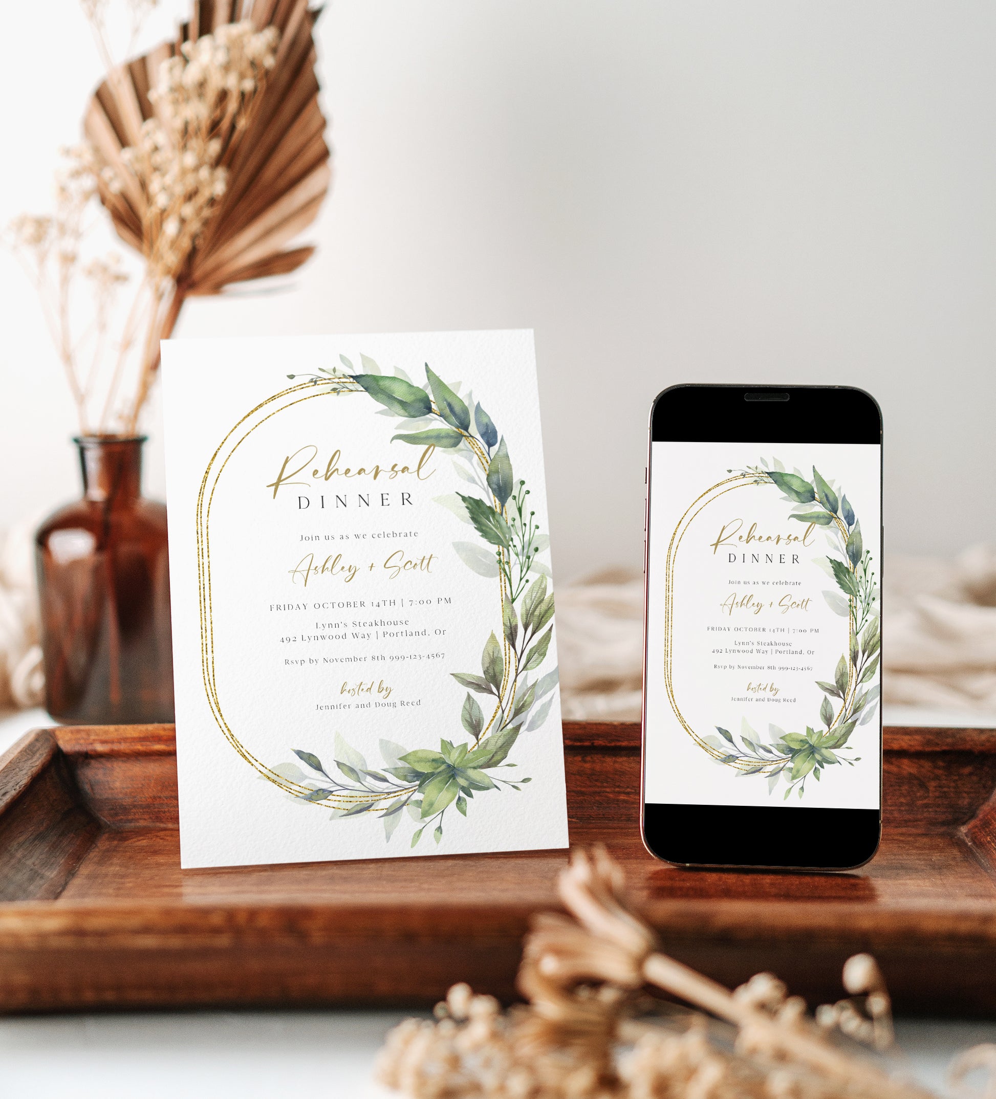 Greenery Rehearsal Dinner Invitation | www.foreveryourprints.com