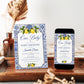 Italian ciao baby shower invitation with blue Mediterranean tiles and lemons in blue, white, and yellow