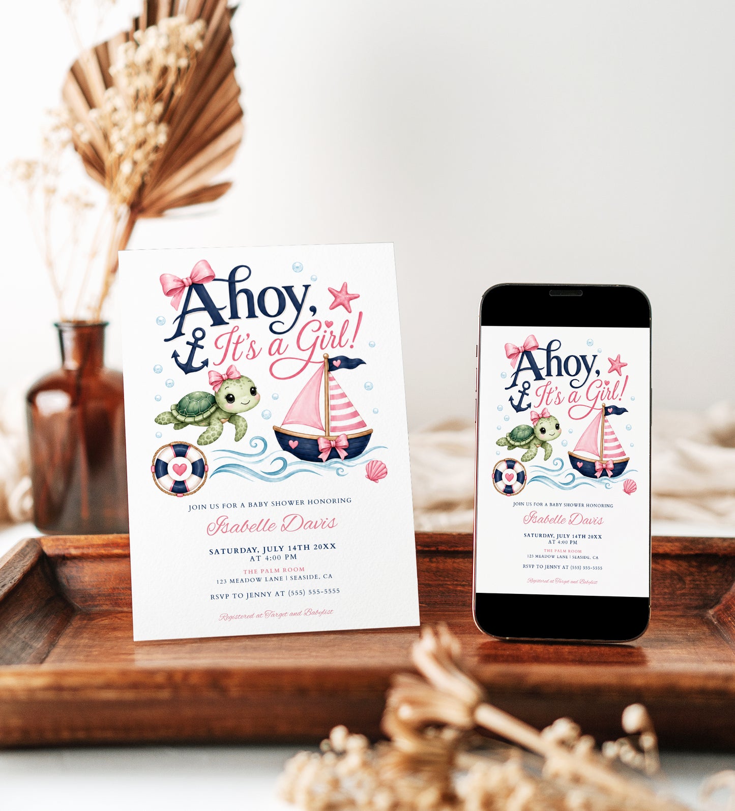 Ahoy It's a Girl Baby Shower Invitation
