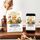 Construction 5th birthday invitation with giant wooden number 5, excavator, bulldozer, hard hat, balloons, traffic cones, and Can You Dig It party details