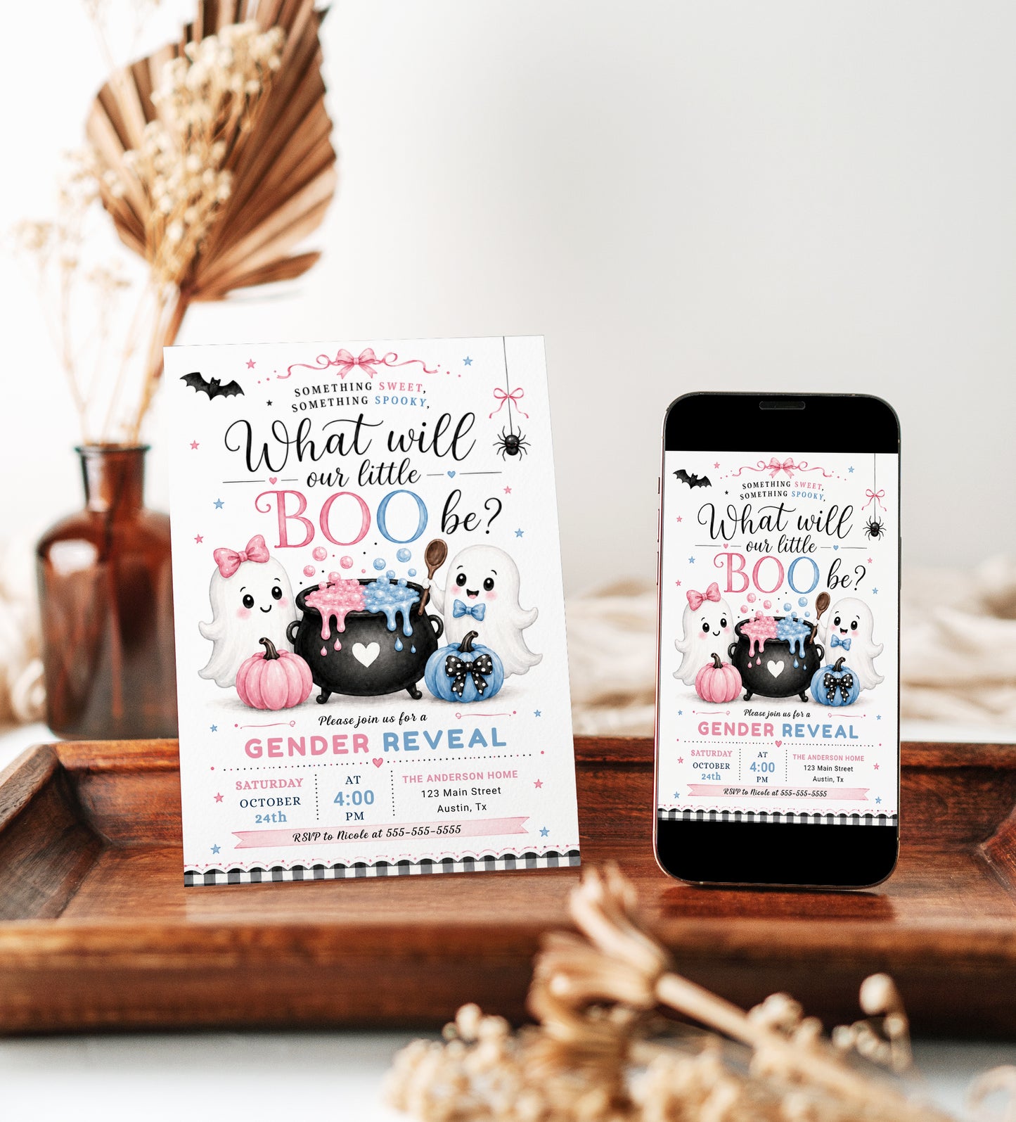 Halloween Gender Reveal Invitation