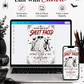 Sheet Faced Halloween party invitation with wine-drinking ghost, heart sunglasses, bats, spiders, skulls, and funny adult Halloween party details