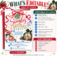 Singles Christmas party invitation with pink holiday cocktails, a gold disco ball ornament, hanging mistletoe, flowing red ribbon, green bows, and gold stars