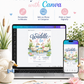 Waddle it be gender reveal invitation with watercolor ducks, baby ducklings, pink and blue bows, pond water, cattails, lily pads, hearts, and pastel details