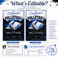 Volleyball boy birthday invitation with a blue and white volleyball and brush strokes in blue, black, and white