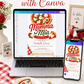 Editable momma mia pizza baby shower invitation Canva template with Italian pizzeria aesthetic, bold red and green script typography, pizza illustration, and red gingham accent on a white background