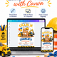 Construction 5th birthday invitation with giant wooden number 5, excavator, bulldozer, hard hat, balloons, traffic cones, and Can You Dig It party details