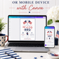 Editable Fourth of July party invitation Canva template with crossed American flags, BBQ grill icon, star accents, and red script and navy bold typography on a white background