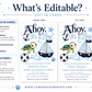Editable ahoy it's a boy baby shower invitation Canva template with navy and sky blue nautical theme, sea turtle, sailboat, anchor, and ocean waves on a white background