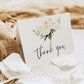 Blush floral folded thank you card template with watercolor roses and peonies in blush pink and cream with sage greenery, editable in Canva