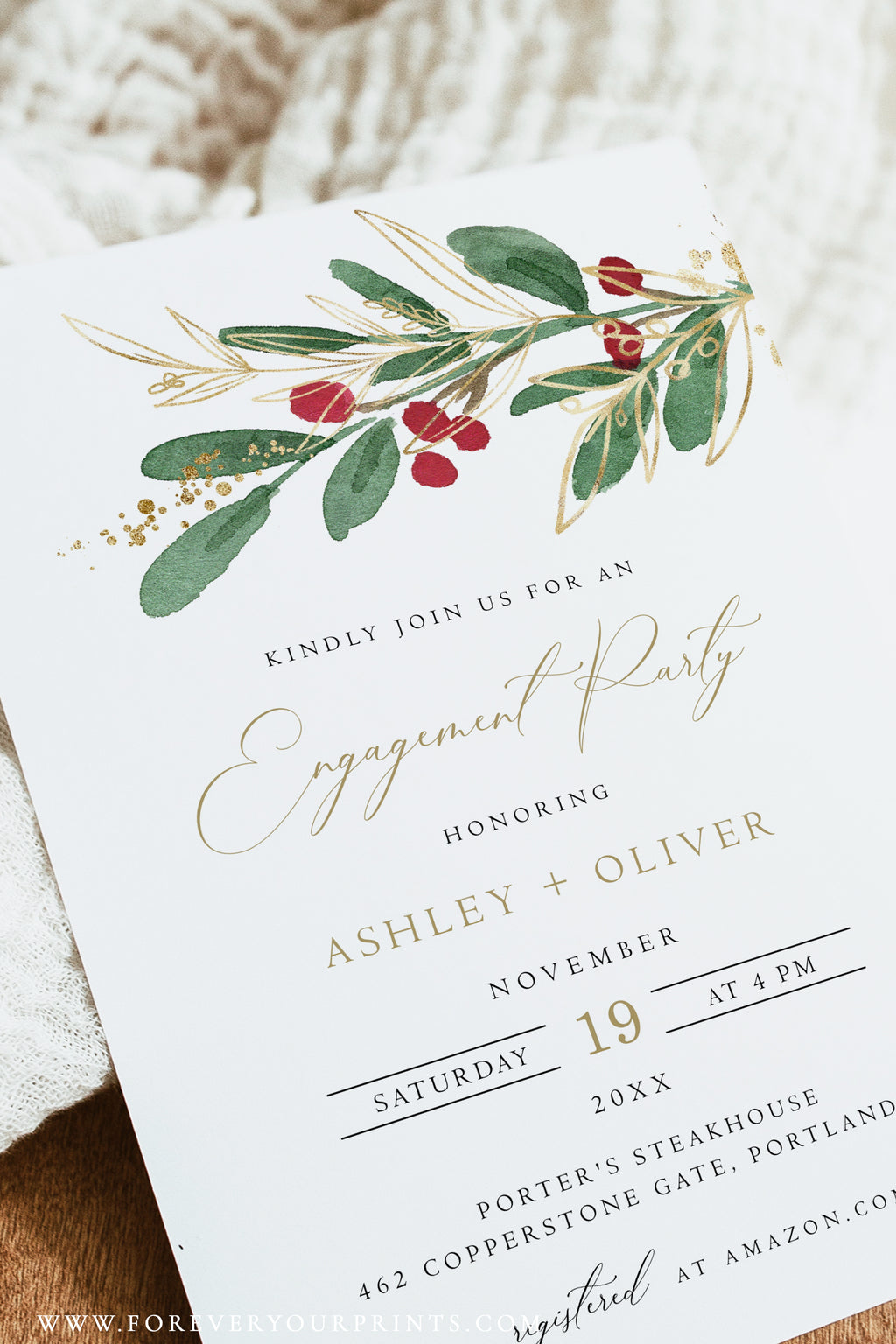 Winter Engagement Invitation Template | www.foreveryourprints.com