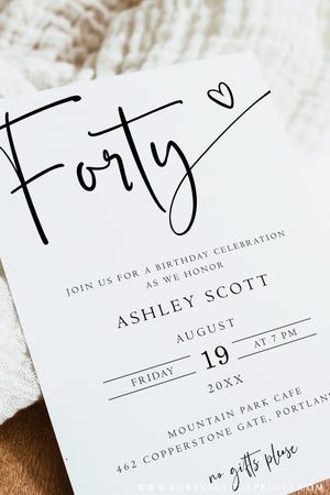 40th Birthday Party Invitation | www.foreveryourprints.com