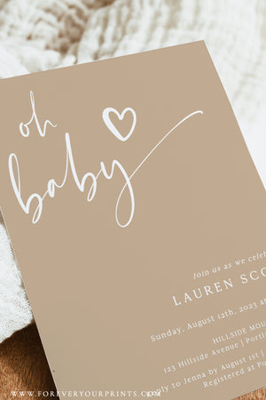 Oh Baby Shower Invitation | www.foreveryourprints.com