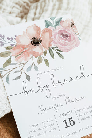 Floral Baby Brunch Invitation | www.foreveryourprints.com