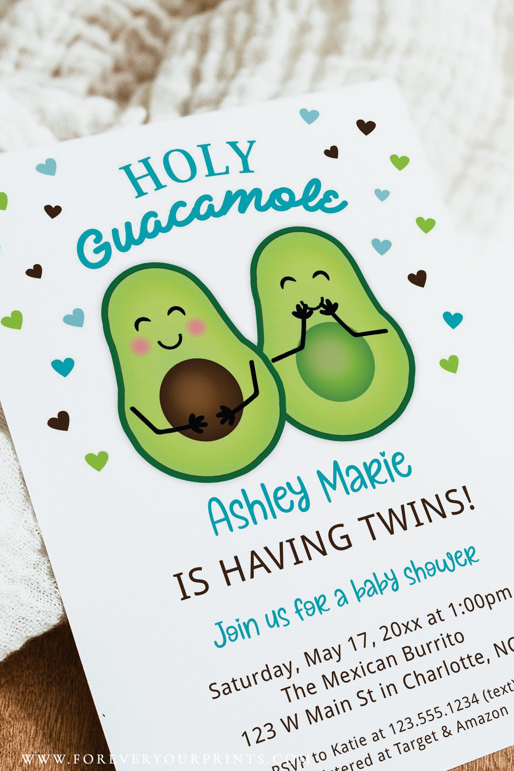 Baby Shower Invitation Holy Guacamole | www.foreveryourprints.com