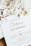 Wildflower 2nd Birthday Invitation | www.foreveryourprints.com