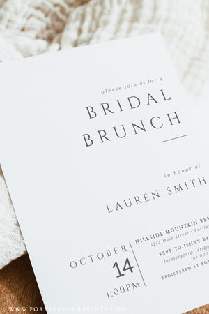 Minimalist Bridal Luncheon Invitation Template | www.foreveryourprints.com