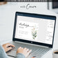 Eucalyptus and gold mimosa bar sign template with watercolor botanical branch and calligraphy script, editable in Canva