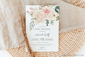 Floral Baby Girl Shower Invitation | www.foreveryourprints.com