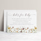 Wildflower books for baby shower insert card template with watercolor meadow flowers and dusty rose calligraphy script, editable in Canva