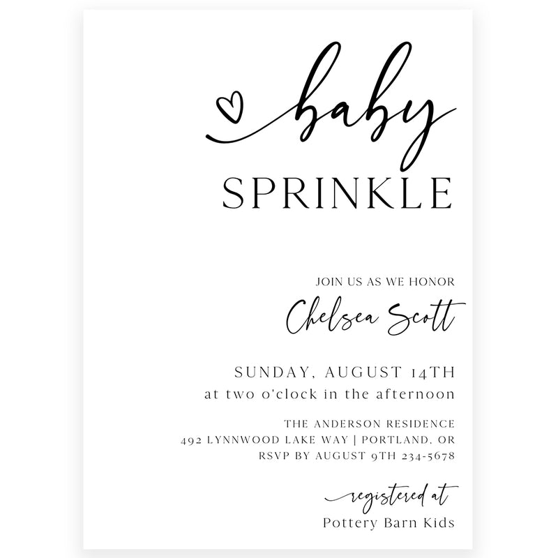 Minimalist Baby Sprinkle Invitation | www.foreveryourprints.com