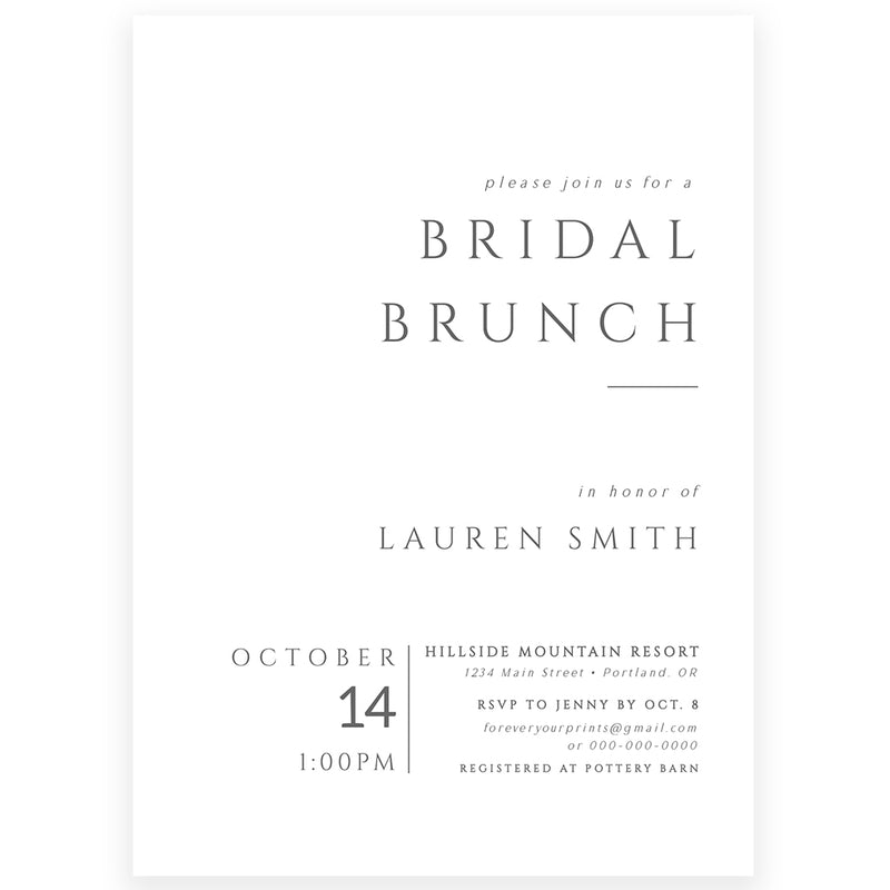 Minimalist Bridal Luncheon Invitation Template | www.foreveryourprints.com